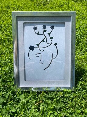 Abstract Face Art with Blue and Green Accents